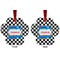 Checkers & Racecars Metal Paw Ornament - Front and Back
