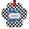 Checkers & Racecars Metal Paw Ornament - Double Sided w/ Name or Text