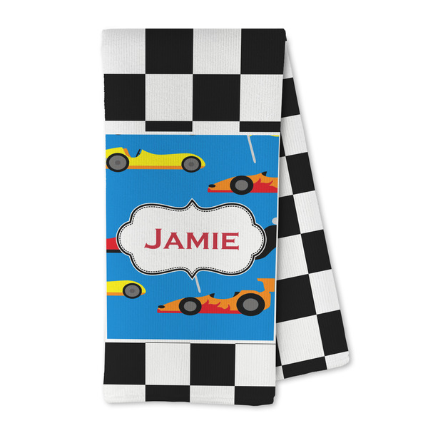 Custom Checkers & Racecars Kitchen Towel - Microfiber (Personalized)