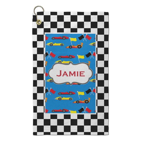 Custom Checkers & Racecars Microfiber Golf Towel - Small (Personalized)