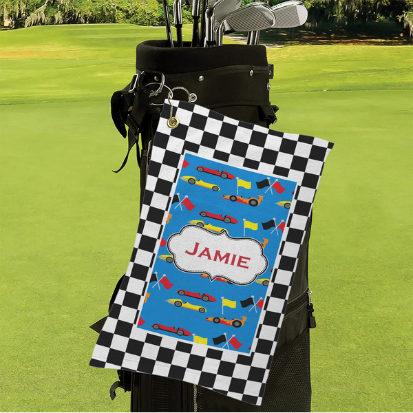 Checkers & Racecars Microfiber Golf Towels - Small - LIFESTYLE