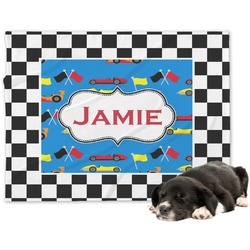 Checkers & Racecars Dog Blanket - Large (Personalized)