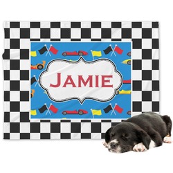 Checkers & Racecars Dog Blanket (Personalized)