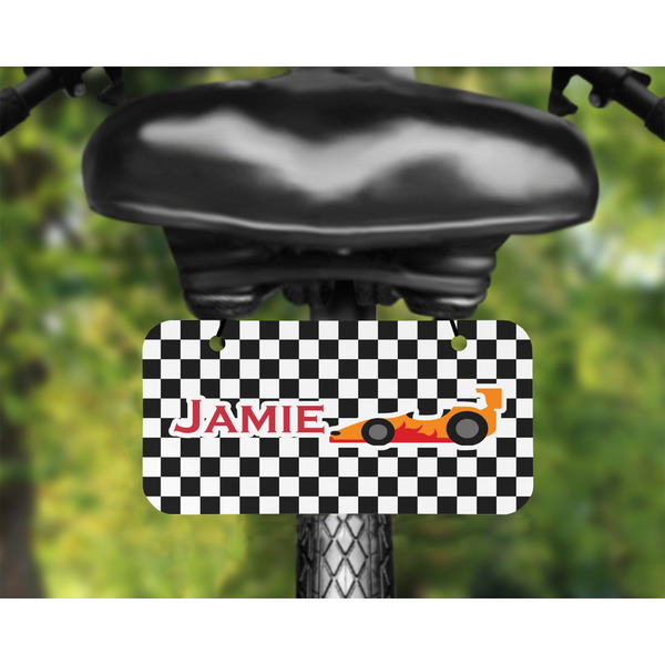 Checkers & Racecars Mini License Plate on Bicycle - LIFESTYLE Two holes
