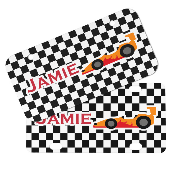Checkers & Racecars Mini License Plates - MAIN (4 and 2 Holes)