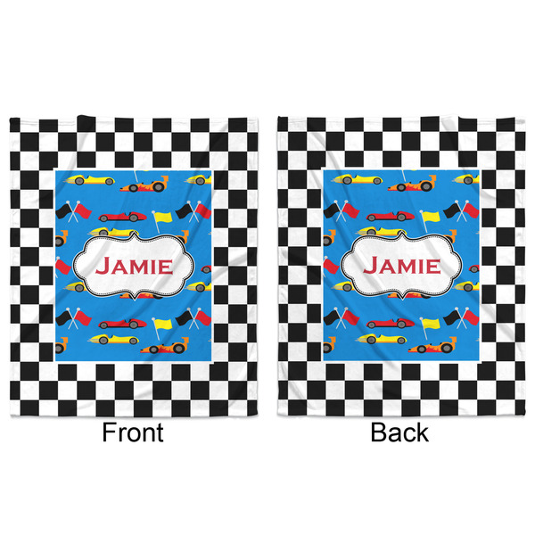 Checkers & Racecars Minky Blanket - 50"x60" - Double Sided - Front & Back
