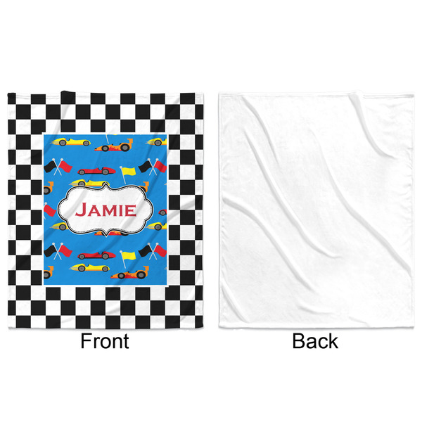 Checkers & Racecars Minky Blanket - 50"x60" - Single Sided - Front & Back