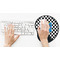 Checkers & Racecars Mouse Pad with Wrist Rest - LIFESYTLE 2 (in use)