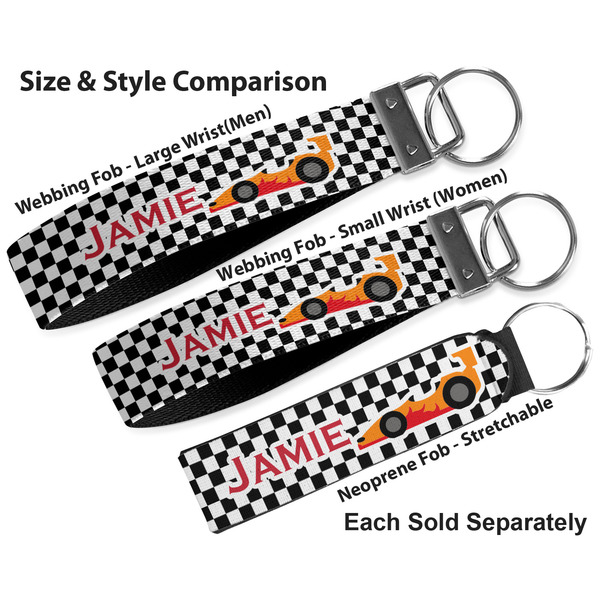 Checkers & Racecars Multiple Key Ring comparison sizes
