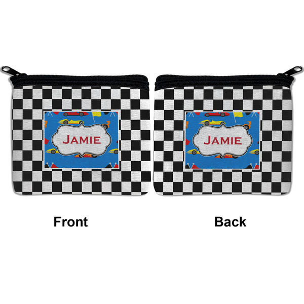 Checkers & Racecars Neoprene Coin Purse - Front & Back (APPROVAL)