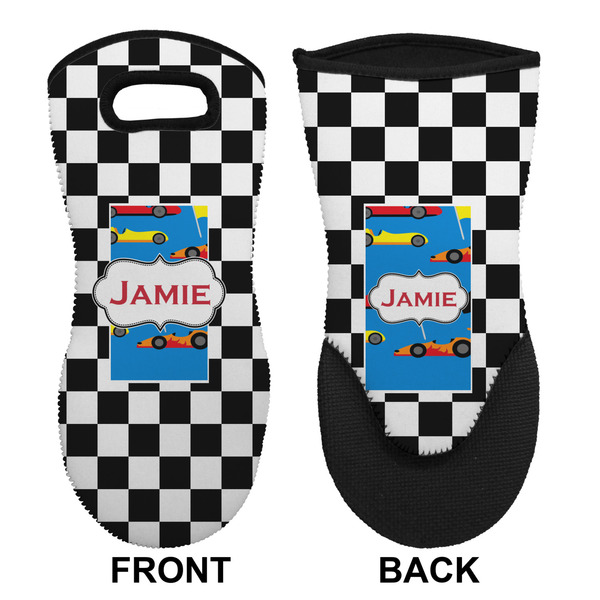 Checkers & Racecars Neoprene Oven Mitt (Front & Back)