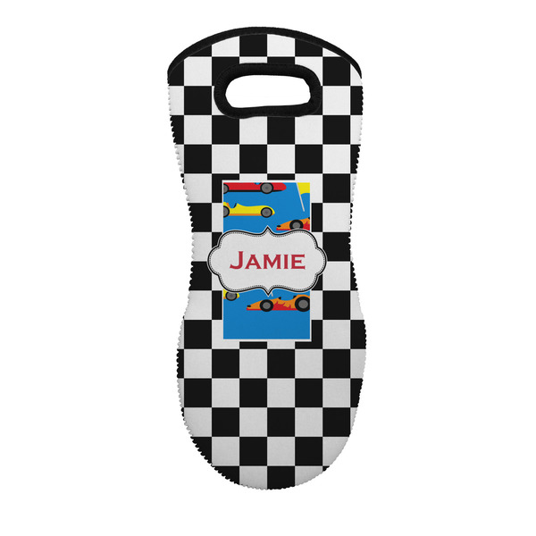 Custom Checkers & Racecars Neoprene Oven Mitt - Single w/ Name or Text