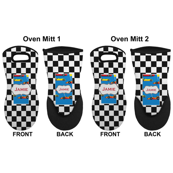 Checkers & Racecars Neoprene Oven Mitt - Set of 2 - Approval