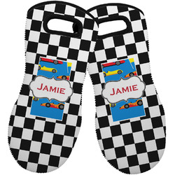 Checkers & Racecars Neoprene Oven Mitts - Set of 2 w/ Name or Text