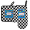 Checkers & Racecars Neoprene Oven Mitt and Pot Holder Set - Left