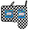 Checkers & Racecars Left Oven Mitt & Pot Holder Set w/ Name or Text