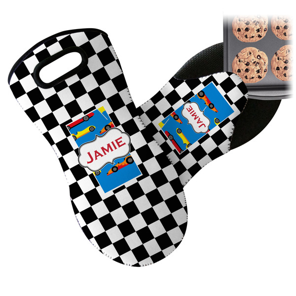Checkers & Racecars Neoprene Oven Mitt