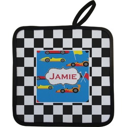 Checkers & Racecars Pot Holder w/ Name or Text