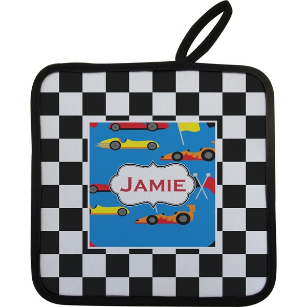 Custom Checkers & Racecars Pot Holder w/ Name or Text