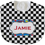 Checkers & Racecars Velour Baby Bib w/ Name or Text