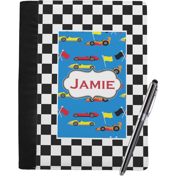 Custom Checkers & Racecars Notebook Padfolio - Large w/ Name or Text