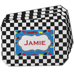 Checkers & Racecars Dining Table Mat - Octagon w/ Name or Text