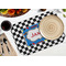 Checkers & Racecars Octagon Placemat - Single front (LIFESTYLE) Flatlay