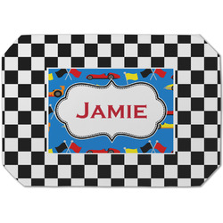 Checkers & Racecars Dining Table Mat - Octagon (Single-Sided) w/ Name or Text