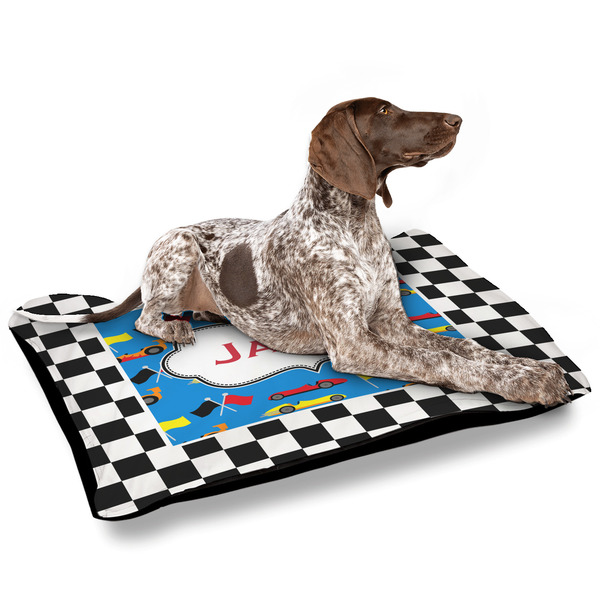 Checkers & Racecars Outdoor Dog Beds - Large - IN CONTEXT