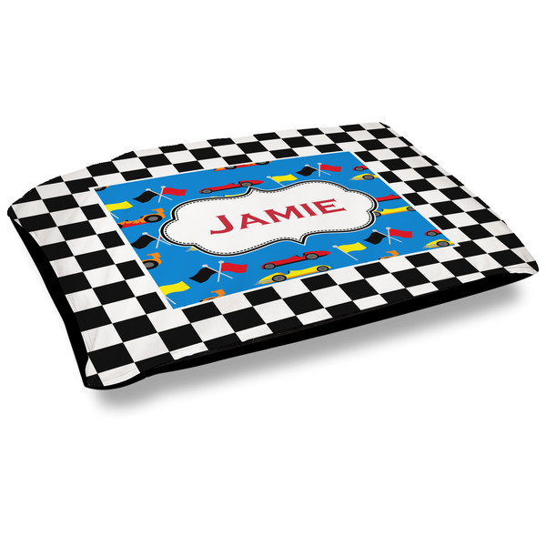 Custom Checkers & Racecars Dog Bed w/ Name or Text