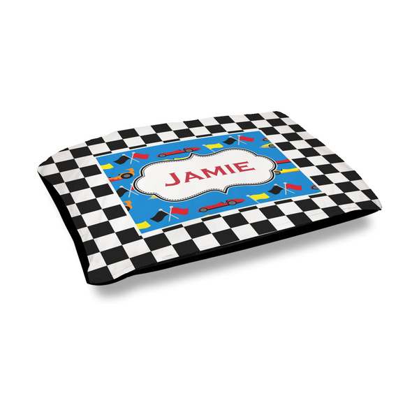 Custom Checkers & Racecars Outdoor Dog Bed - Medium (Personalized)