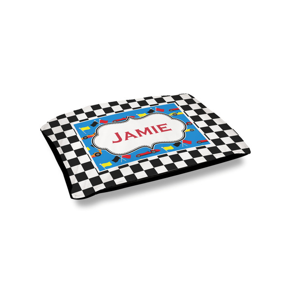 Custom Checkers & Racecars Outdoor Dog Bed - Small (Personalized)