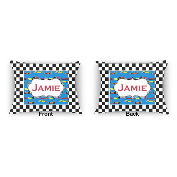 Checkers & Racecars  Outdoor Rectangular Throw Pillow (Front and Back)