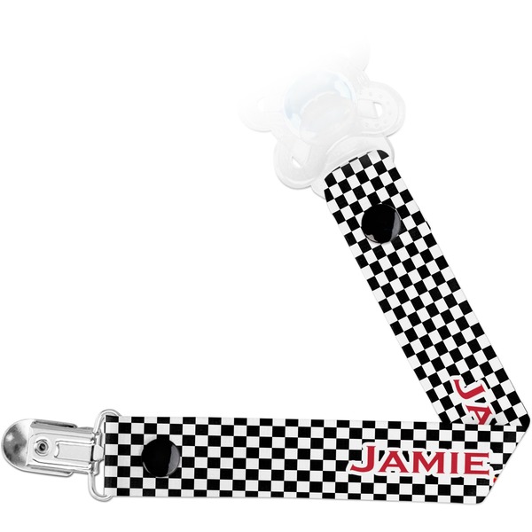 Custom Checkers & Racecars Pacifier Clip (Personalized)