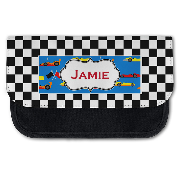 Custom Checkers & Racecars Canvas Pencil Case w/ Name or Text