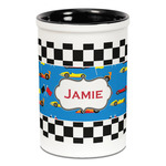Checkers & Racecars Ceramic Pencil Holders - Black