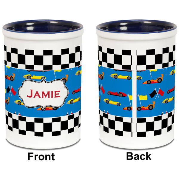 Checkers & Racecars Pencil Holder - Blue - approval