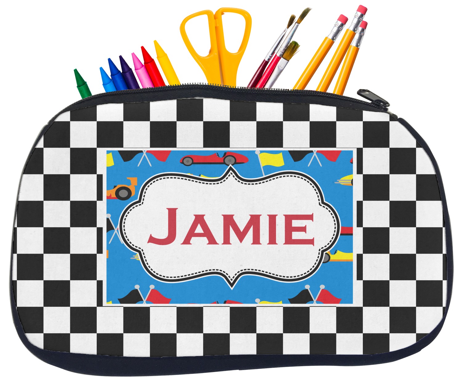 Checkers & Racecars School Supplies Bag (Personalized) YouCustomizeIt