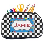 Checkers & Racecars Neoprene Pencil Case - Medium w/ Name or Text