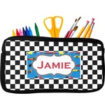 Checkers & Racecars Neoprene Pencil Case - Small w/ Name or Text