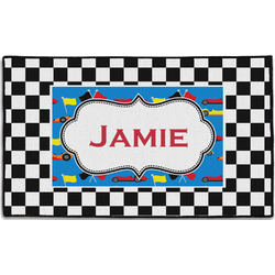 Checkers & Racecars Door Mat - 60"x36" (Personalized)