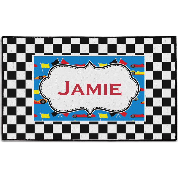 Custom Checkers & Racecars Door Mat - 60"x36" (Personalized)