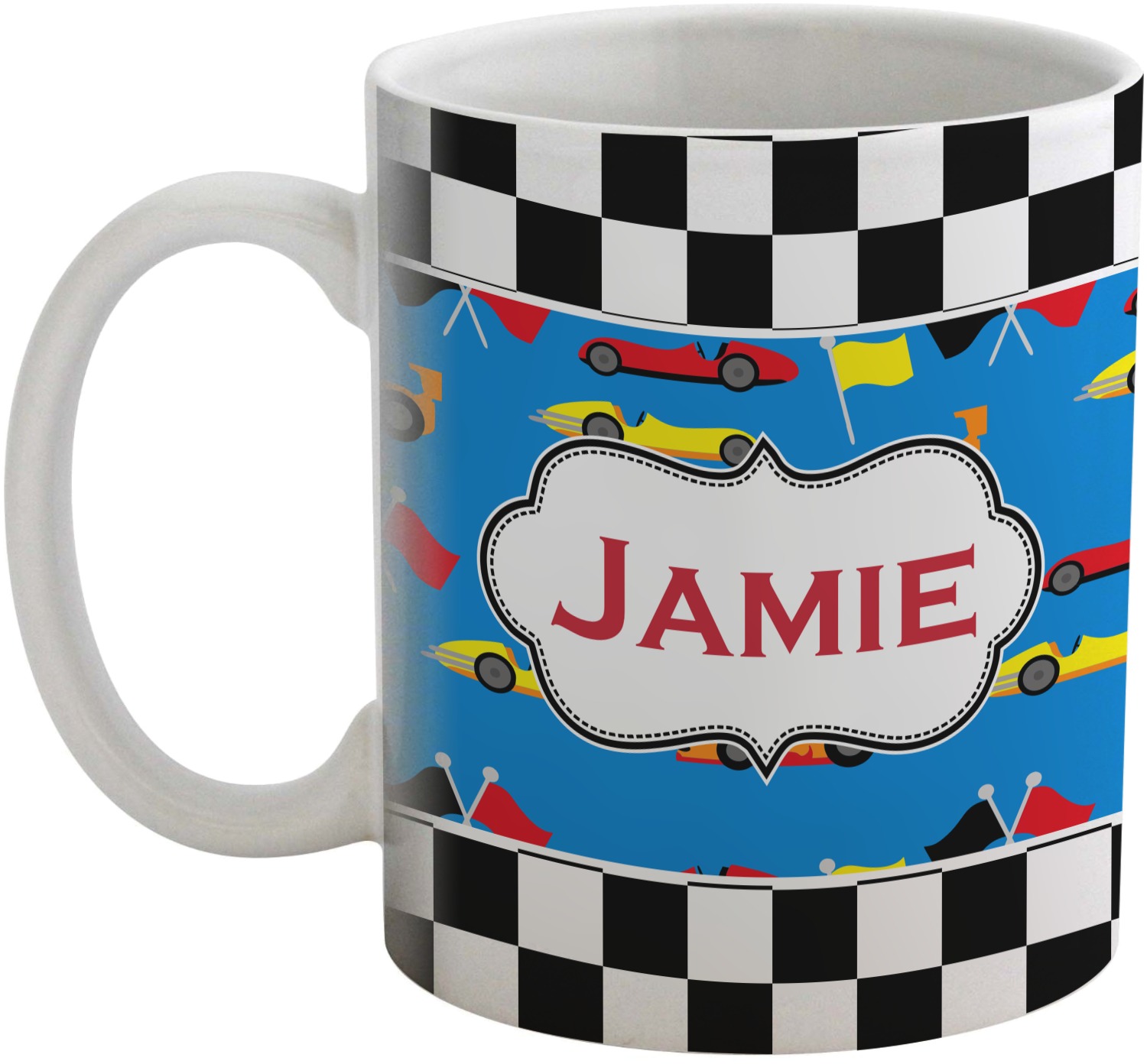Checkers & Racecars Coffee Mug (Personalized) YouCustomizeIt