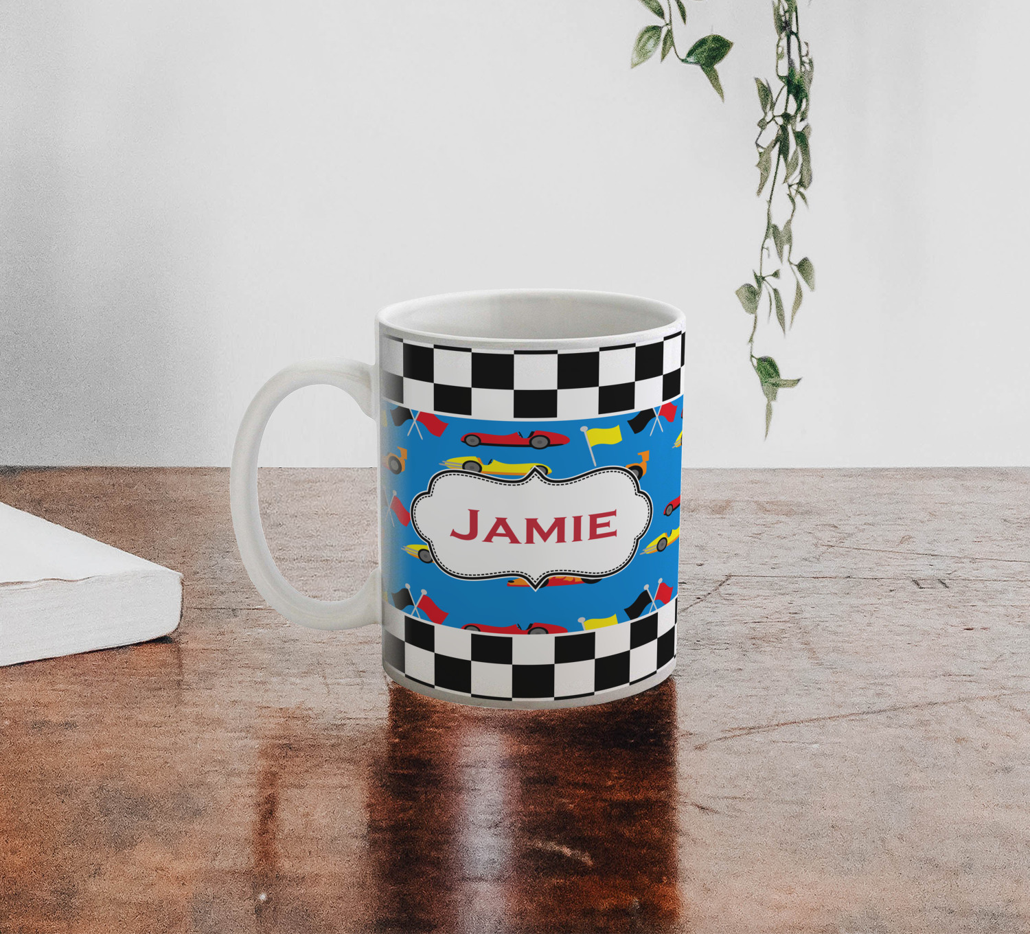 Checkers & Racecars 11 Oz Coffee Mug White (Personalized