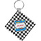 Checkers & Racecars Diamond Plastic Keychain w/ Name or Text