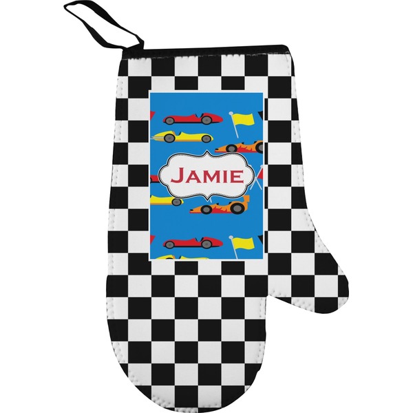 Custom Checkers & Racecars Right Oven Mitt (Personalized)