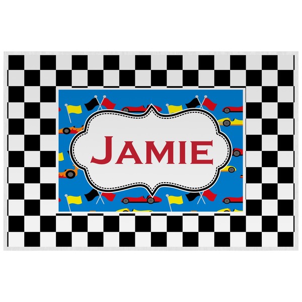Checkers & Racecars Personalized Placemat (Back)