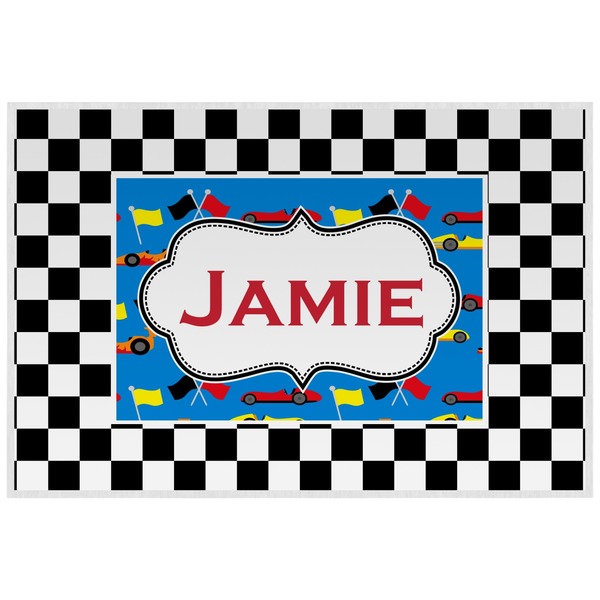 Custom Checkers & Racecars Laminated Placemat w/ Name or Text