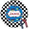 Checkers & Racecars Personalized Round Fridge Magnet