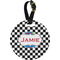 Checkers & Racecars Personalized Round Luggage Tag